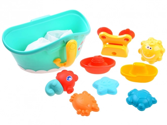 Organisateur de bain avec jouets colorés
