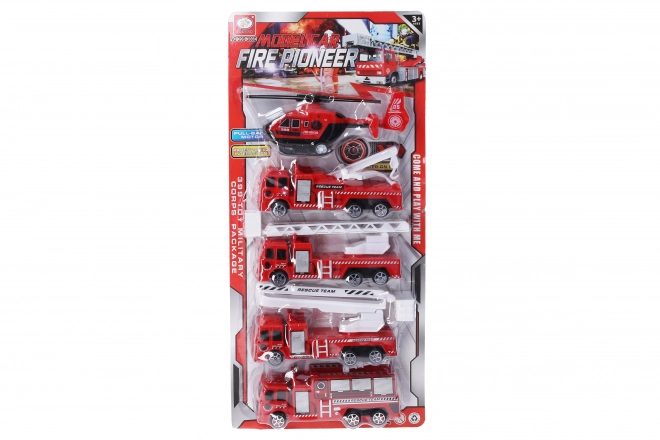 Set de pompiers – voitures à rétrofriction 17 cm, 5 pcs