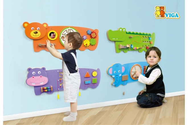 Tableau d'activités / panneau mural en bois - crocodile