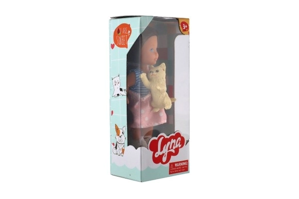 Poupée avec peluche plastique 12cm corps solide 3 types dans boîte 7x15x5cm 24pcs dans boîte