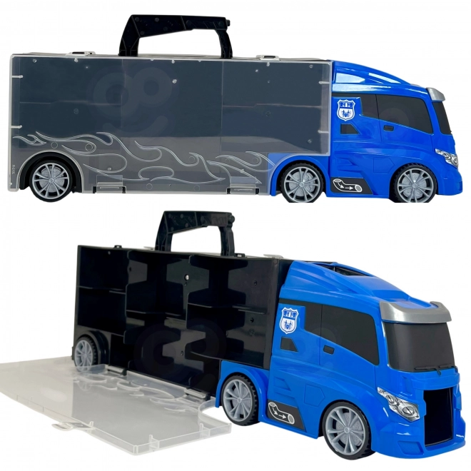 Camion avec transporteur 3 en 1 Police Bleue