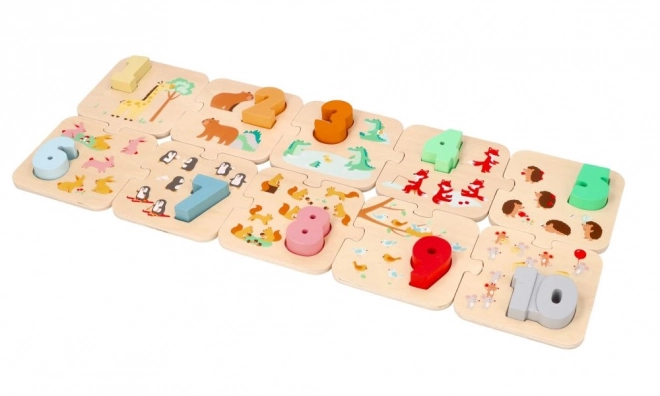 Puzzle en bois avec des animaux - apprendre à compter