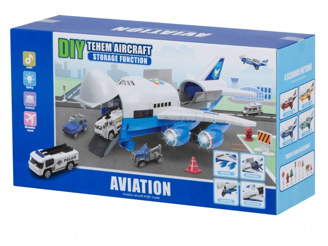 Avion cargo de police avec voitures