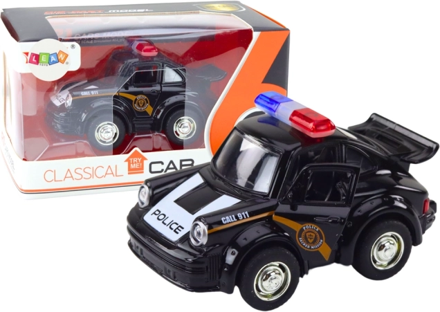 Voiture de police classique noire 1:38 avec éclairage et son