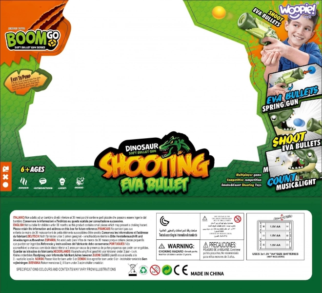 Pistolet interactif avec balles en mousse et lanceur de dinosaure
