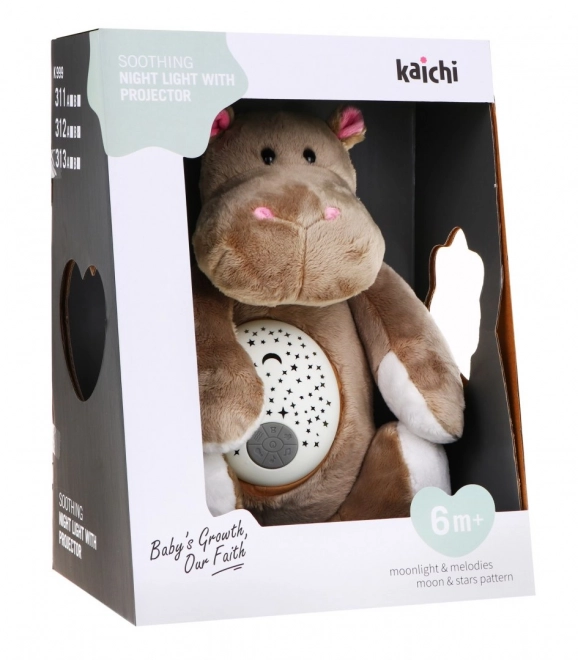 Hippo tétine 3 en 1 pour enfants à partir de 6 mois Jouet sensoriel + Projecteur + Boîte à musique + Peluche