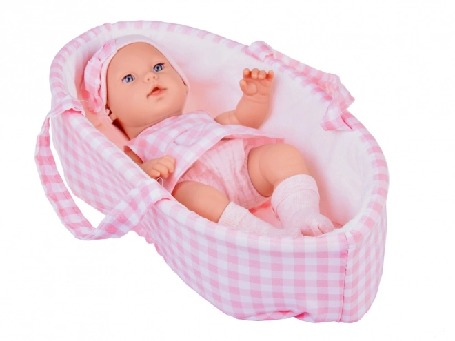Poupée en tissu bébé nouveau-né avec bonnet rose