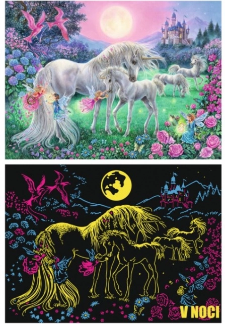 RAVENSBURGER puzzle lumineux licornes sous la pleine lune XXL, 100 pièces