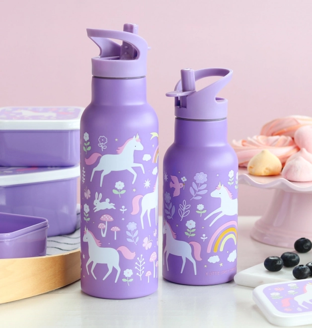 A Little Lovely Company Bouteille en acier inoxydable 500 ml – Licornes et arc-en-ciel