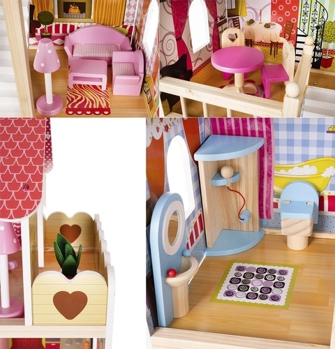 Maison de poupée en bois avec équipements 90 cm