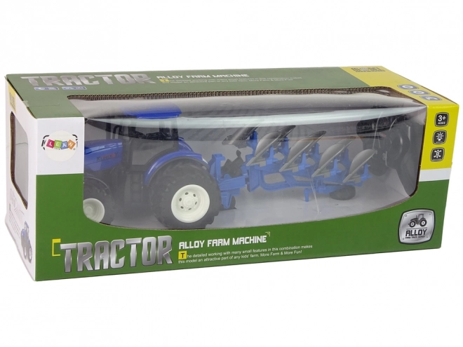 Tracteur radiocommandé 1:24 Charrue bleue en métal