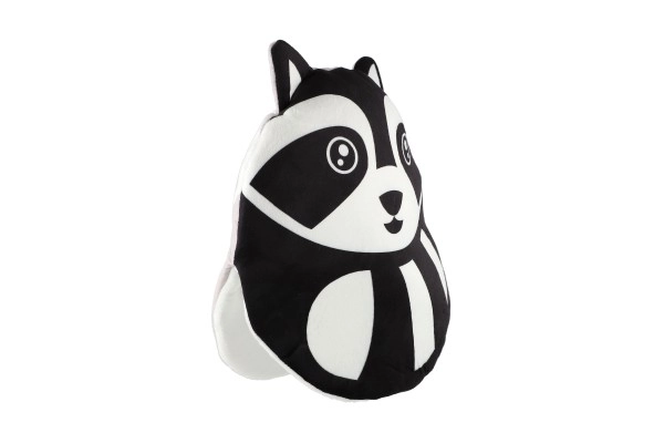 Coussin en peluche 35x30cm noir et blanc en sac 0+