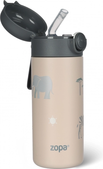 Thermos pour liquides avec paille et poignée en silicone 350 ml, Safari