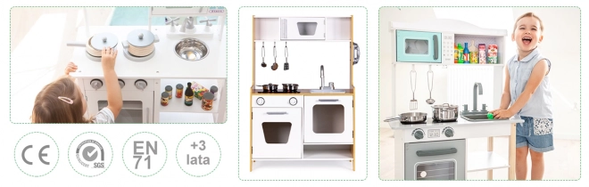 Cuisine en bois pour enfants avec brûleurs multimédias ECOTOYS