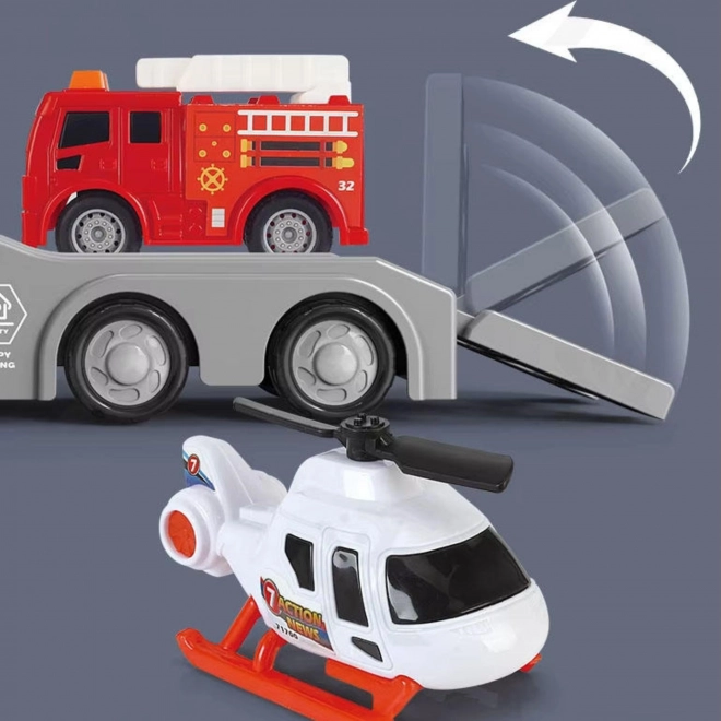 Camion de Pompiers Roux CITY TRUCK avec Effets Sonores et Lumineux