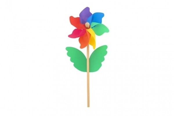 Éolienne colorée 38cm bois/plastique diamètre 15cm