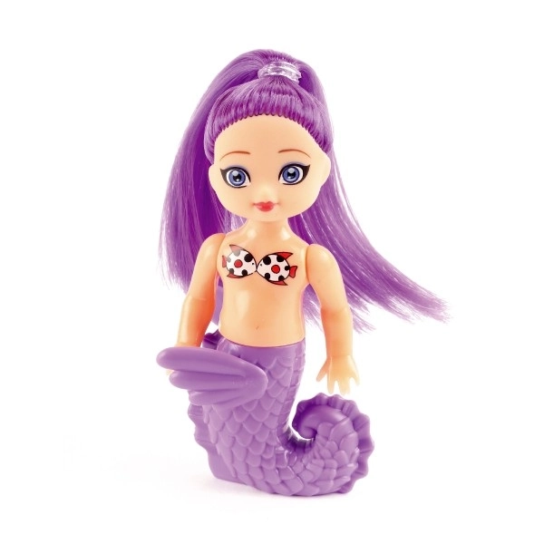 Poupée sirène 2pcs 10cm plastique avec accessoires sur carte