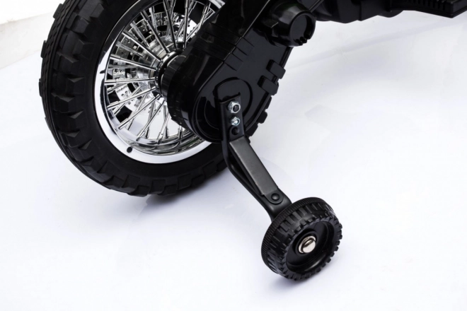 Moto cross électrique pour enfants à batterie – verte, avec roulettes stabilisatrices et feux LED