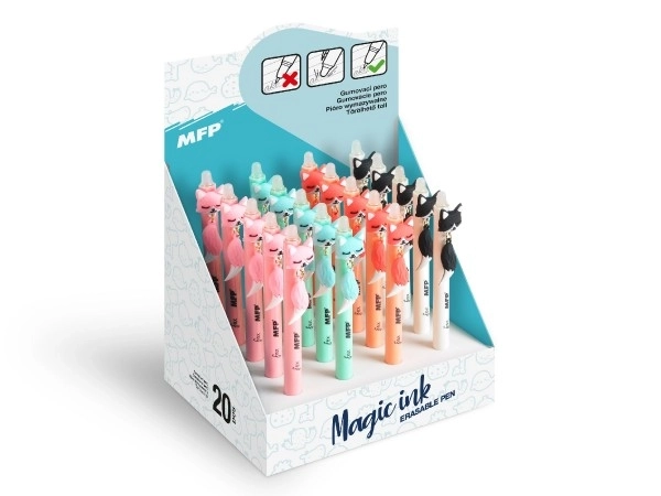 Stylo à bille effaçable avec renard 0,5 plastique bleu 4 couleurs 36 pièces dans une boîte