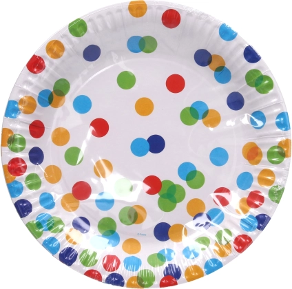 Assiettes en papier à pois 23 cm - lot de 6