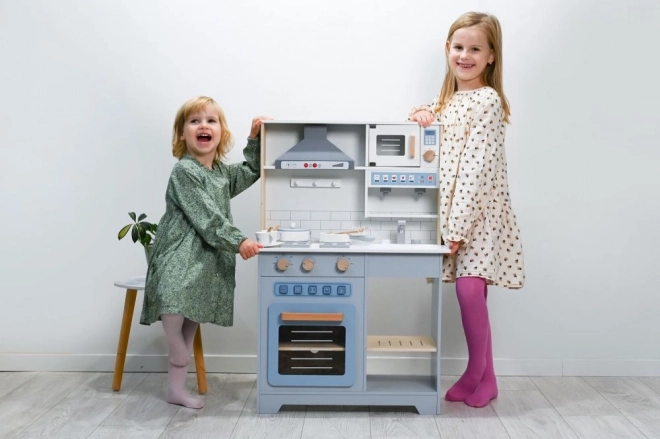 Grande cuisine interactive en bois avec accessoires