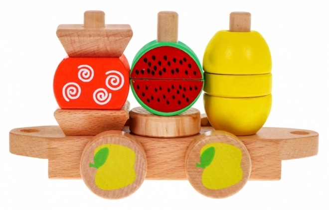 Locomotive en bois avec trois wagons pour enfants 3+ Jouet sensoriel + 27 blocs