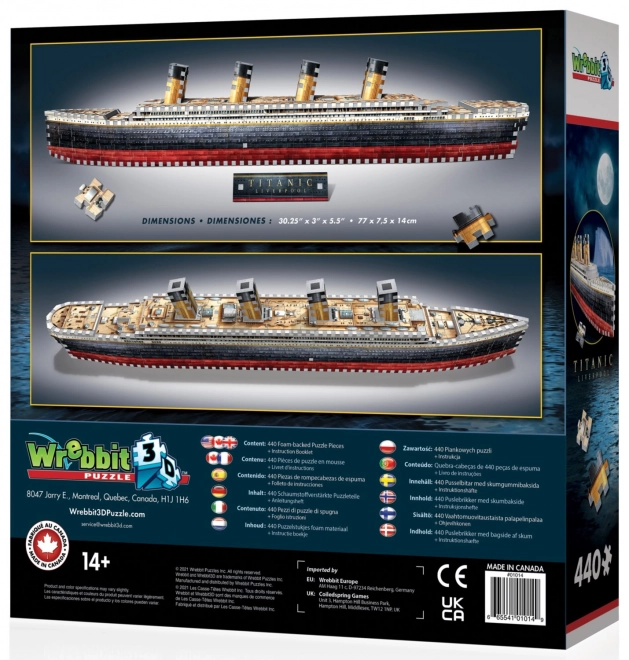 Puzzle 3D Titanic de Wrebbit, 440 pièces