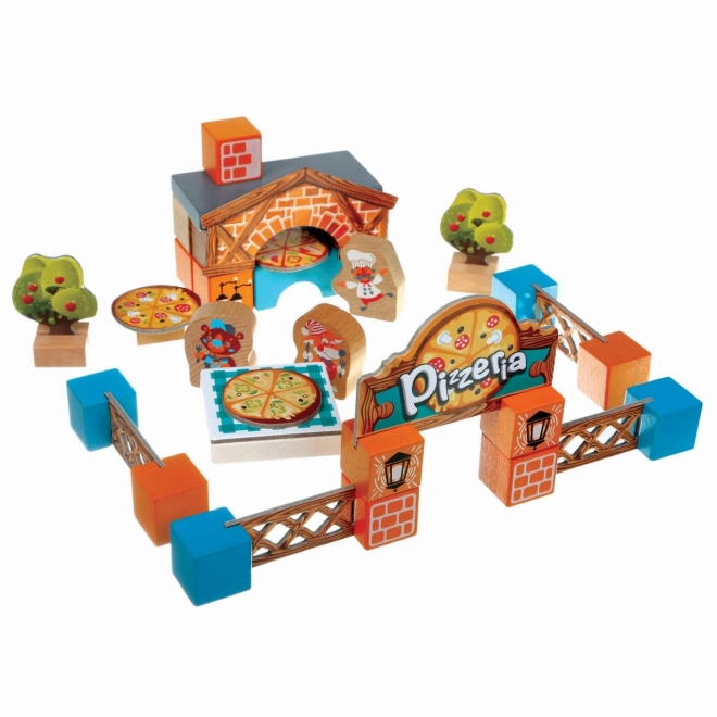 CUBIKA 14835 Pizzeria - kit de construction en bois avec accessoires en carton