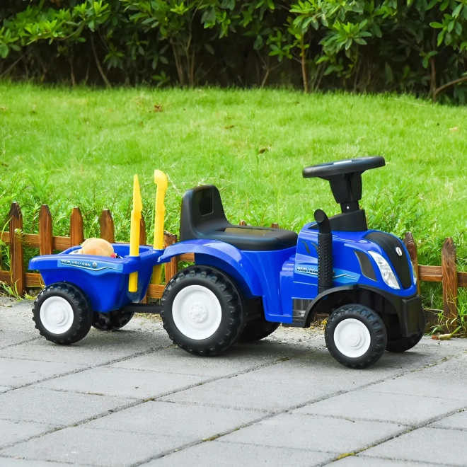 Tracteur pour enfants avec remorque, volant interactif, sons, couleur bleue