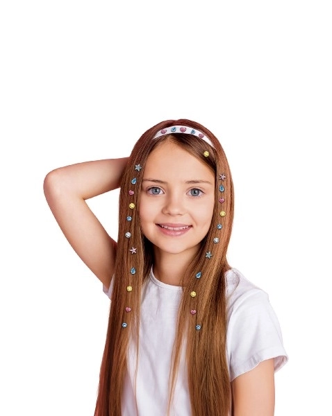 Pierres scintillantes non seulement pour les cheveux avec applicateur en plastique 6x12cm avec accessoires dans une boîte 22x18,5x4,5cm
