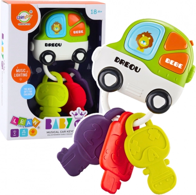 Clés interactives pour bébé avec télécommande en forme de voiture – lumières, sons et anneau de dentition
