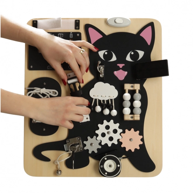 Planche sensorielle en bois Chat