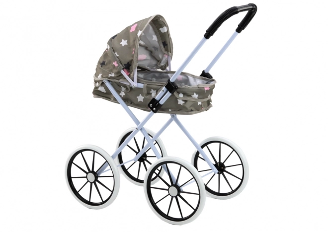 Poussette pour poupées Grandes roues Étoile pliante grise