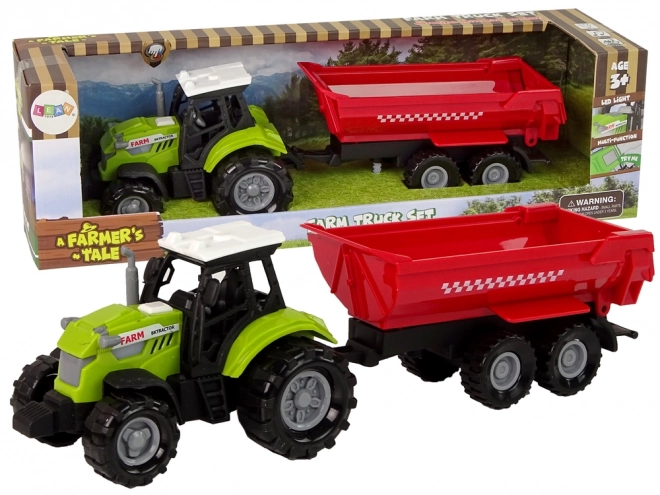 Tracteur vert avec remorque rouge Son