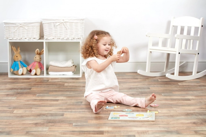 Puzzle encastrable calcul avec Pierre le lapin