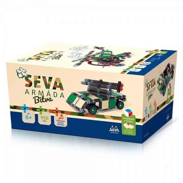 Jeu de Construction SEVA ARMÉE Bataille plastique 958 pièces en boîte 27x38x18cm