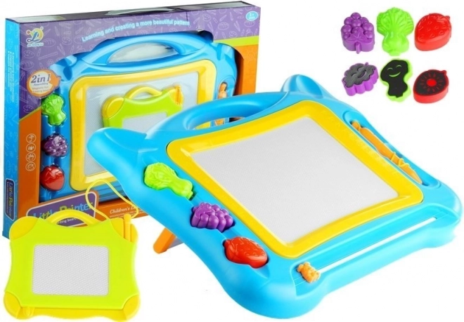 Grande tablette de dessin magnétique 2 en 1 avec tampons et mini ardoise
