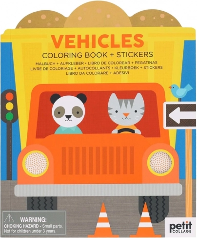 Petit Collage Livre de coloriage véhicules avec autocollants