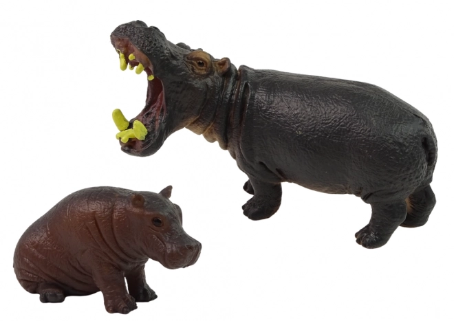 Ensemble de 2 figurines Hippopotame avec petits animaux du monde