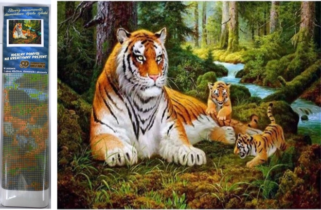 Peinture au diamant Norimpex Tigresse avec petits 30x40 cm