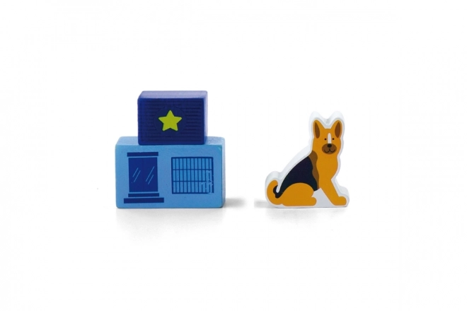 Figurines de police en bois