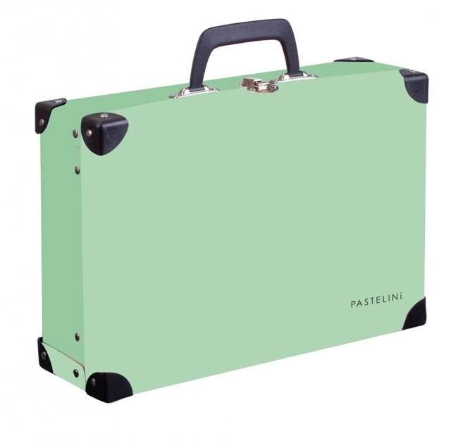 Valise en laminé carrée avec coins métalliques PASTELINI verte