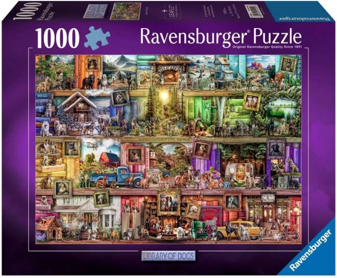 Puzzle 1000 pièces Chiens dans la bibliothèque