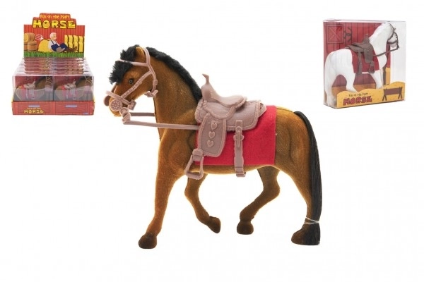 Cheval en peluche avec selle 18cm 3 couleurs dans boîte 16x16,5x5,5cm
