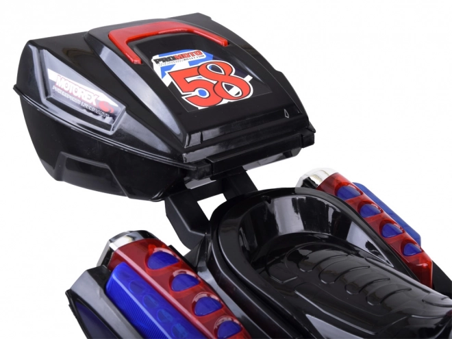 Moto de sport pour enfants avec éclairage LED coloré – Noir