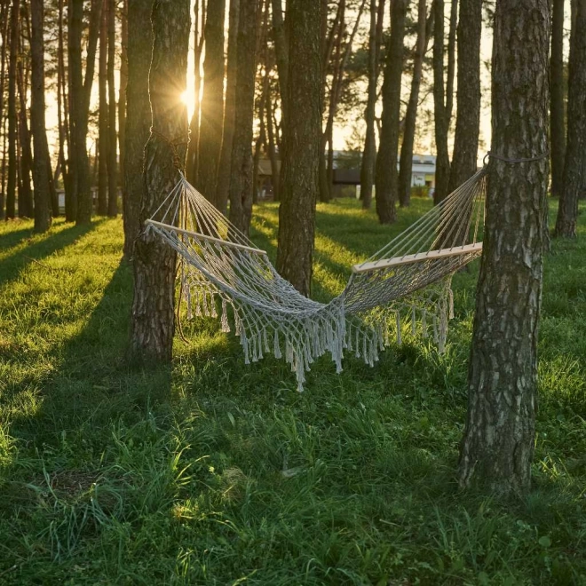 Hamac de jardin Boho avec franges gris 200 cm