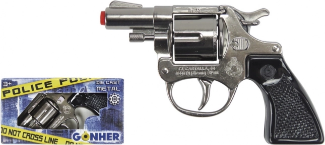 Revolver de police en métal pour capsules, argenté (8 coups)