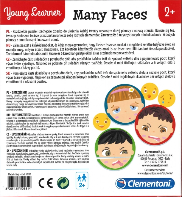 CLEMENTONI Young Learner : De nombreux visages 6x3 pièces