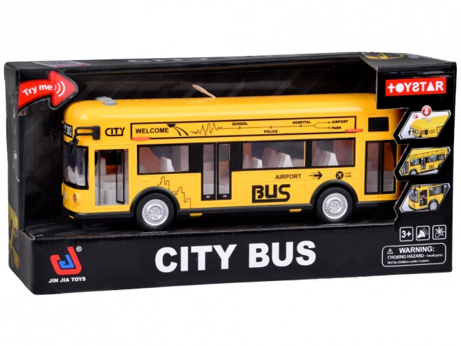 Autobus de fête jaune ouverture des portes avec sons, lumières, musique ZA5222