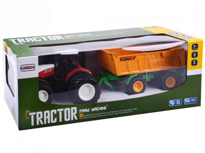 Tracteur télécommandé avec roues en caoutchouc + remorque RC0601